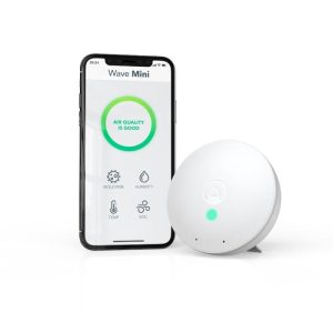 Blog 12 airthings wave mini hero image main with simplified app glow web